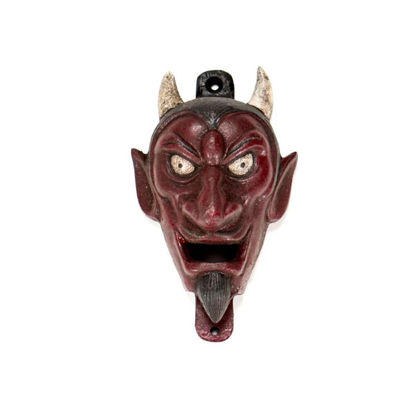 Cast Iron Happy RED DEVIL Wall Mount Bottle Opener